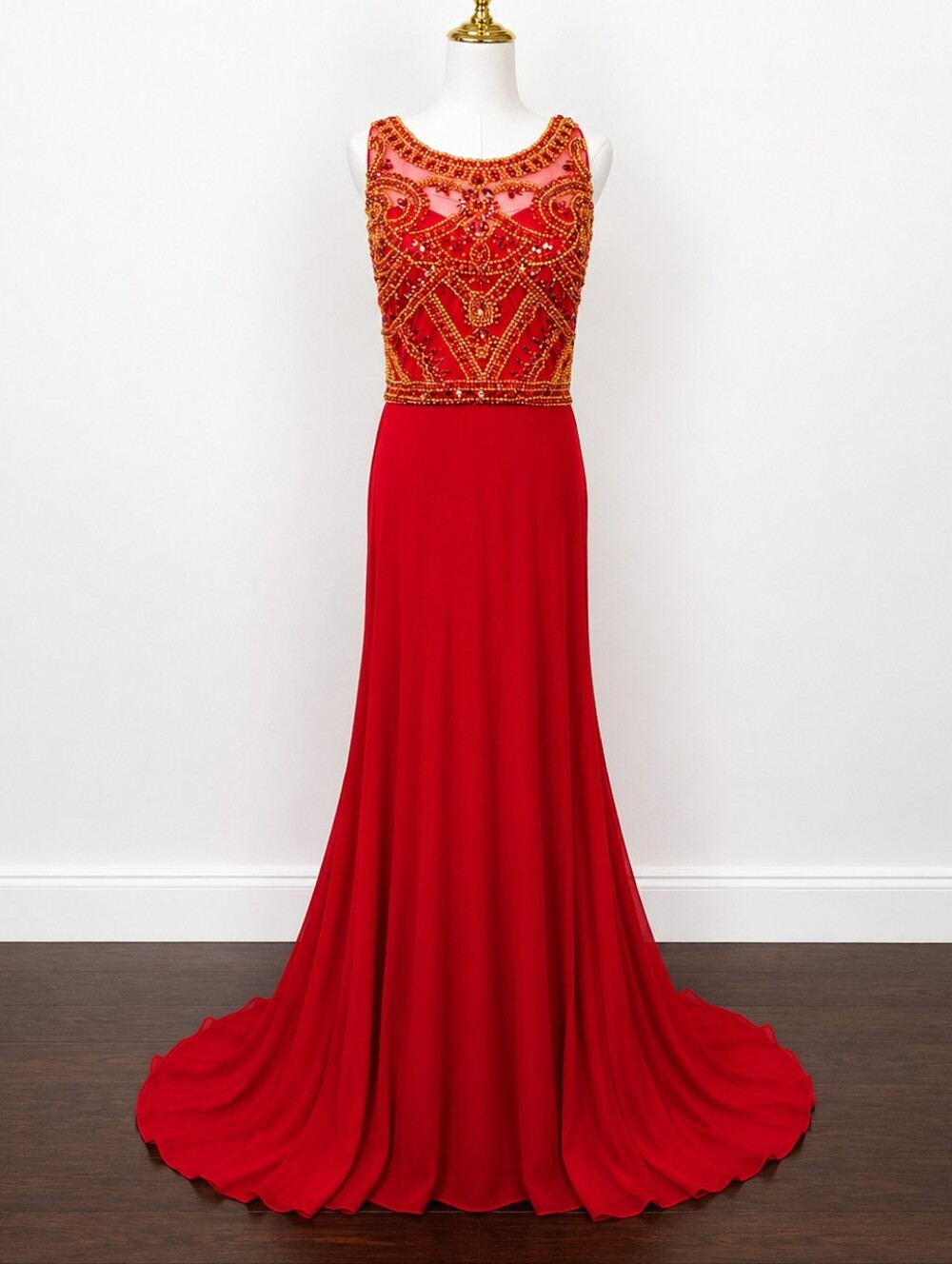 Juliet 628 NWT Beaded Formal Evening Gown Train Prom Pageant Wedding Size Small